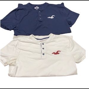 Hollister bundle two shirts cotton Henley T-shirt. One blue and white